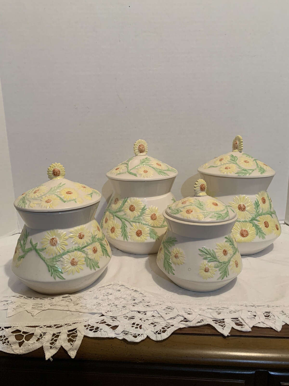 Vintage Sunflower Kitchen Canisters Country Chic Floral Boho Retro (4