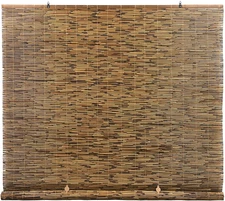 Cord Free Bamboo Shades - Roll-Up Shades for Porch, Patio & Interior Windows - B