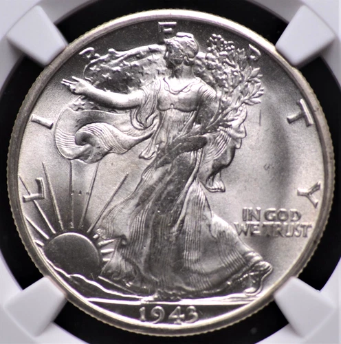 1943 S WALKING LIBERTY HALF NGC MS 65 FROSTED GEM WITH SNOWY BLAST WHITE BLOOM