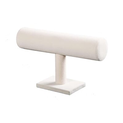  T-Bar Bracelet Holder Organizer Jewelry Display Scrunchie Hair Beige Velvet