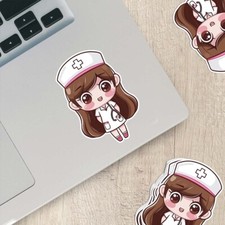 Cute Nurse Sticker Weatherproof Vinyl for Water Bottles, Laptops More