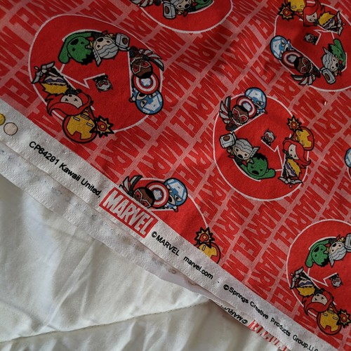 Springs Creative Marvel Kawaii Avengers Superheroes cotton fabric 2 x26" pieces - Picture 2 of 2