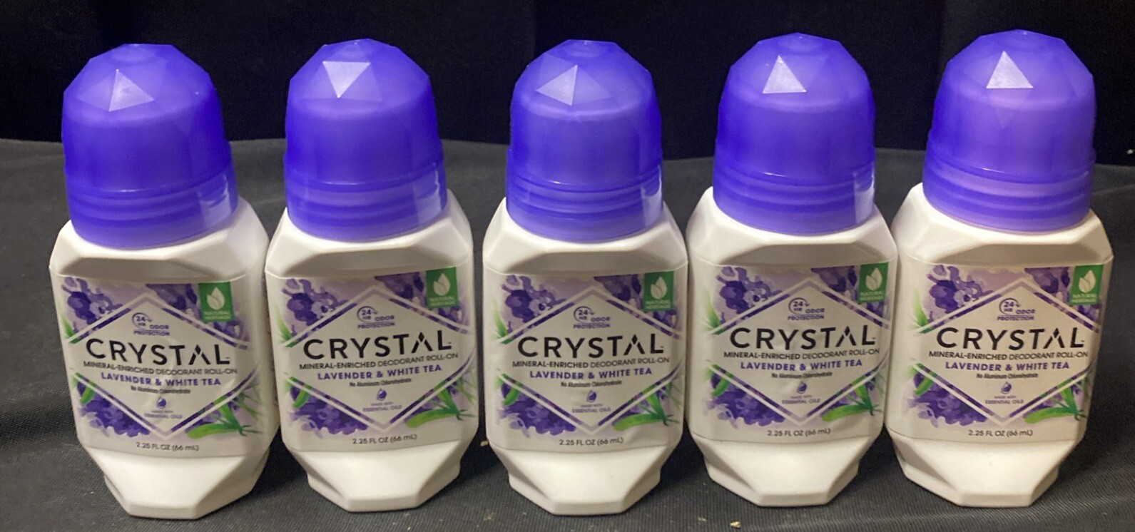 Crystal Body Deodorant Natural Deodorant Roll-On Lavender 2.25 fl oz New 5 Pack