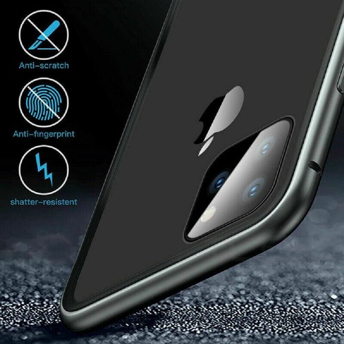 For iPhone 11 12 Pro Max 360° Full Cover Magnetic Absorption Glass Metal Case - Picture 12 of 20
