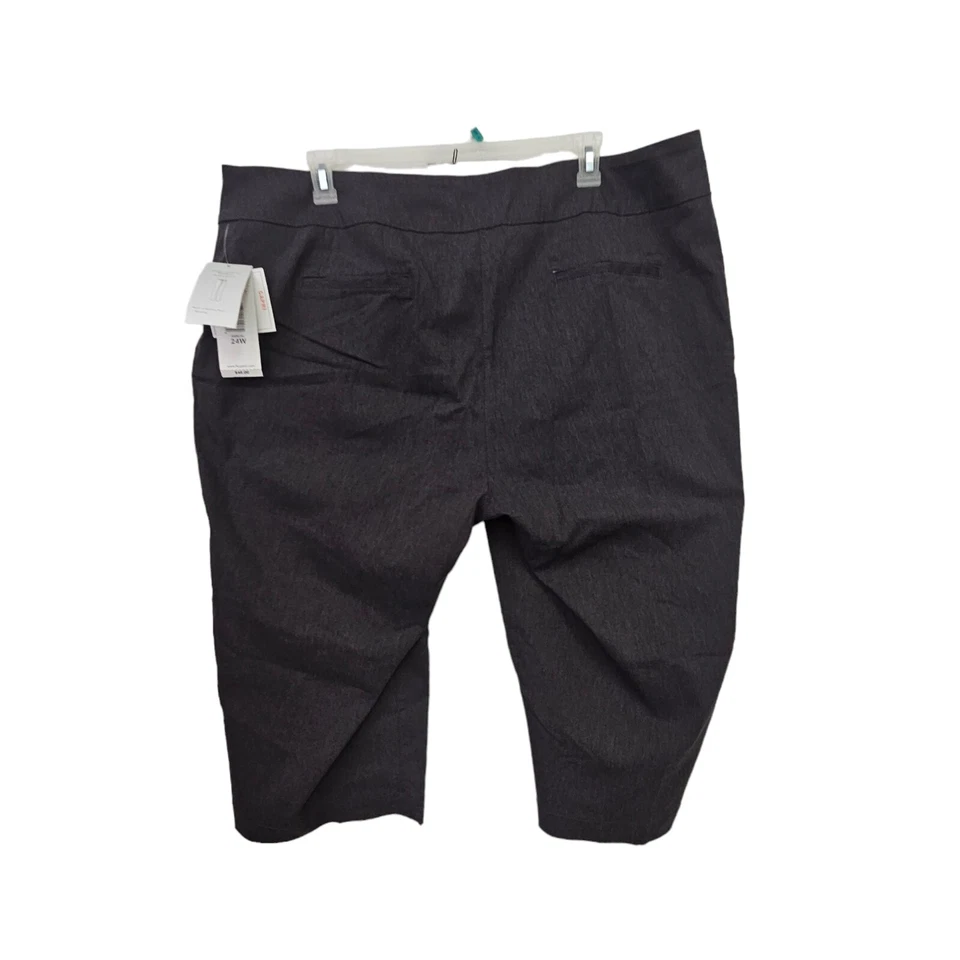 Alia Nygard Womens 24W Plus Size Heather Gray Pull On Capri Waist Stretch Knit - Image 2 of 4