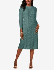 Jessica London Plus size New Sage Cable Knit Long Sleeves Sweater Dress Sz 26/28