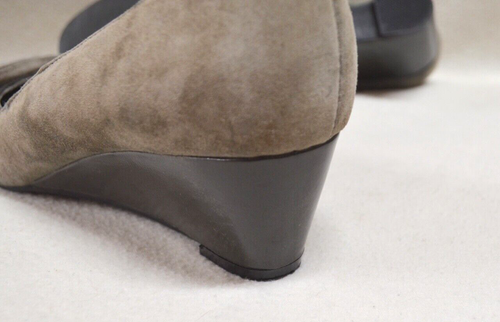 Django & Juliette January Two Tone Grey Suede/Leather Slip On Wedge Heels Sz 39 - Picture 18 of 20