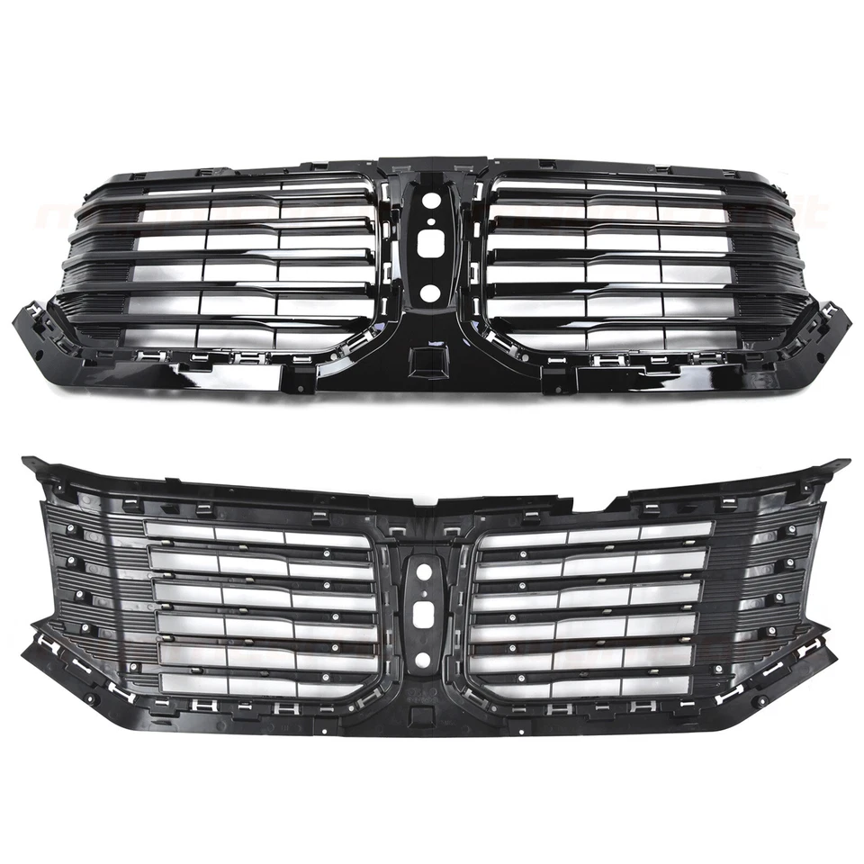 Parrilla superior delantera negra brillante con borde negro para Lincoln Navigator 2015-2017 Foto 3 de 4