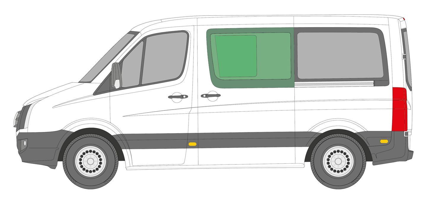 Nearside Left Sliding Opening Window Mercedes Sprinter 2006 on SWB Tinted