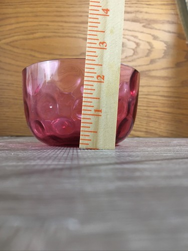 Coin Spot Optic Cranberry Glass Dish / Sugar Server Castor Insert 4 5/8”x 2 3/4 - Picture 9 of 9