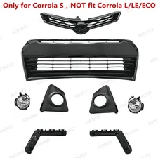 For 2014-2016 Toyota Corolla S Upper Grille Lower Bumper Grill + Fog Light Lamp