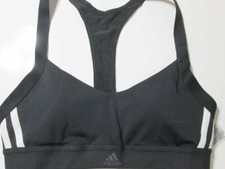 Adidas Sport Bra Size S Black Wireless Lined Racerback Pullover Logo Athletic