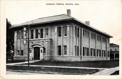 PC FREEMASONRY, MASONIC TEMPLE, SPARTA, WI, Vintage Postcard (b56806)