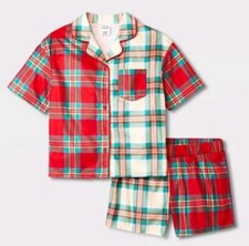 Girls 2pc Pajama Set Short Sleeve Plaid PJ Button Soft Red PJ Medium 8 Art Class