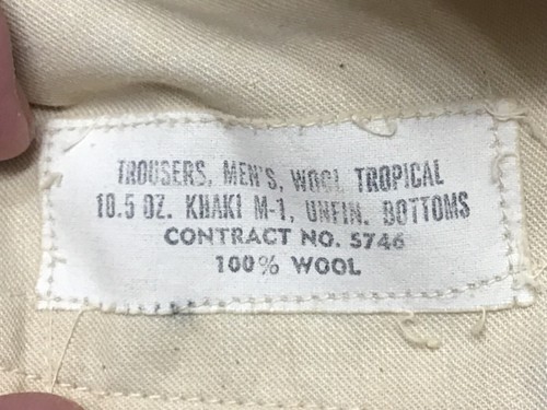 1950's US Army Men's Wool Khaki M-1 Tropical Trousers 31 X 38 Extra Long #54 - Picture 12 of 15