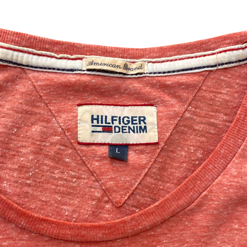 Hilfiger Denim T-Shirt Herren Large Rosa Kurzarm Slim Fit Rundhals Freizeit Tee - Bild 4 von 4