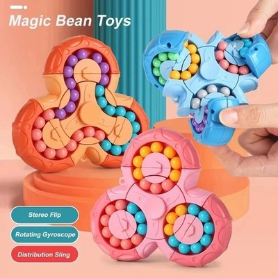 Rotating Cube Toy Stress Relief Magic Bean Fidget Spinners Jigsaw IQ Puzzle Ball