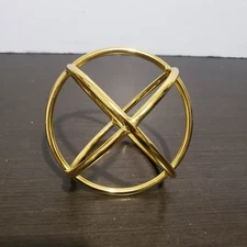 Metal Orb Globe Sphere Decorative Ball 5" Gold Office Decor