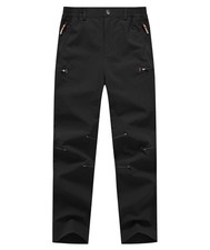 Boys' Black Waterproof Quick-Dry Stretchy Relaxed Fit Outdoor Pants M 10-12