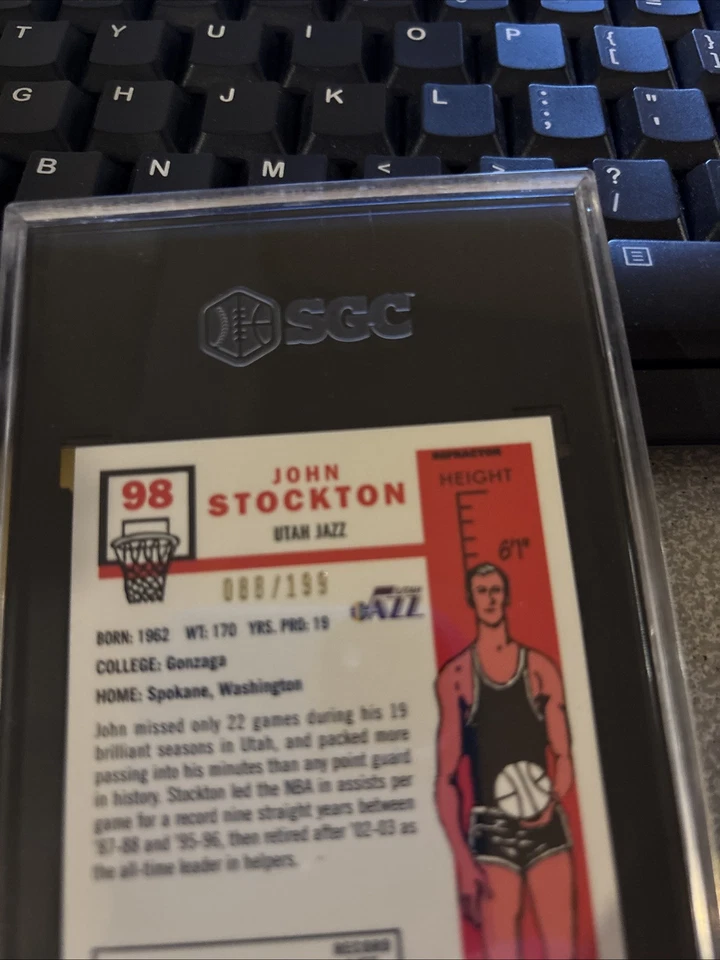 2007-08 Topps Chrome 57 Variation John Stockton Orange Refractor 088/199 SGC 9.5 - Image 3 of 4