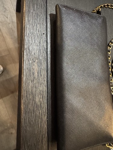 PRADA Saffiano Schwarz Leder Geldbörse Clutch Umhängetasche Leder Kette - Bild 13 von 13