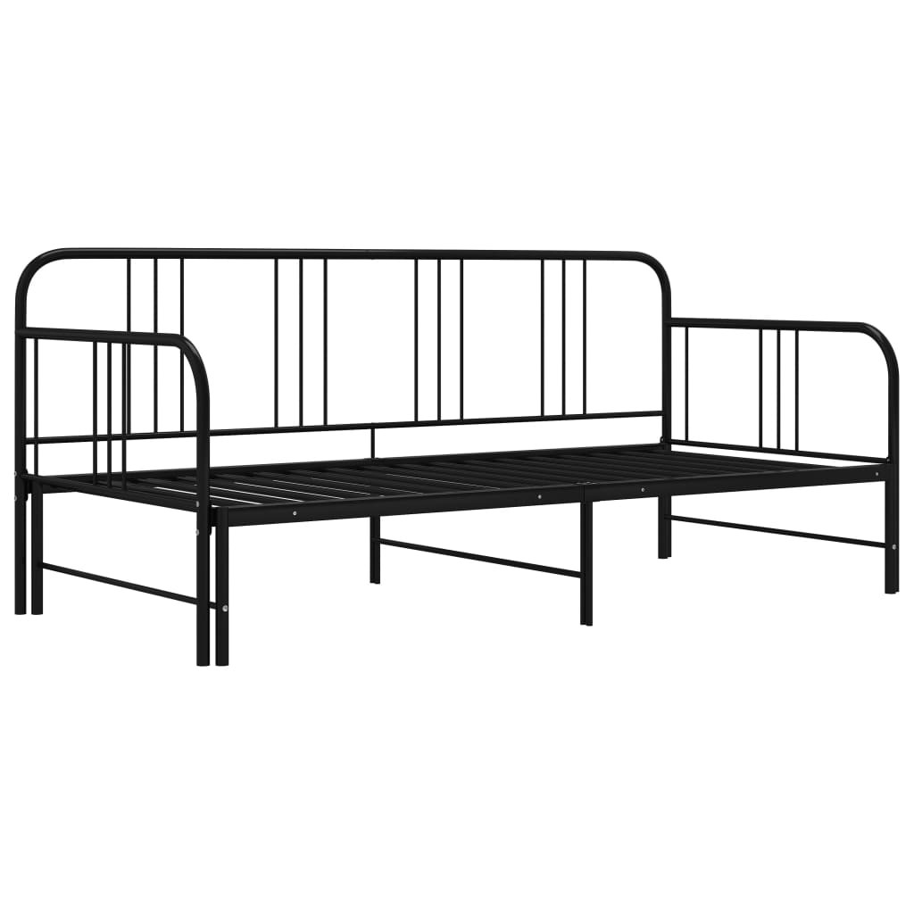 Telaio Divano Letto Estraibile Nero in Metallo 90x200 cm 2404722