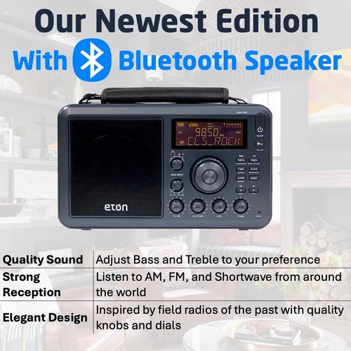 Elite Field Radio with AM/FM, Shortwave, RDS, Bluetooth, Digital Tuning, Treb... - Picture 2 of 6