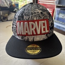 MARVEL Difuzed Hat Comic Book Pattern Embroidered Snapback Cap One Size
