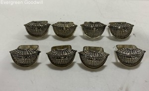 Vintage Silver Tone Napkin Rings x8