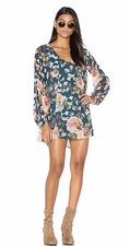 Show Me Your Mumu Donna Michelle Tunic Dress Women's Size Medium Blue V-Neck