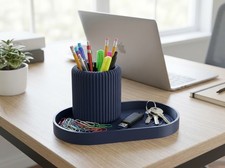 Navy Blue Organizer Set 2PC Pen Holder Tray 3D Printed Office/Bathroom Organizer