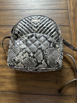 ALDO Snake Print Backpack Gold Hardware Women Gray Black White