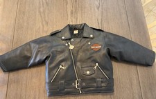Vtg HARLEY DAVIDSON KIDS Sz 4T Biker Motorcycle JACKETS Faux Leather Belted