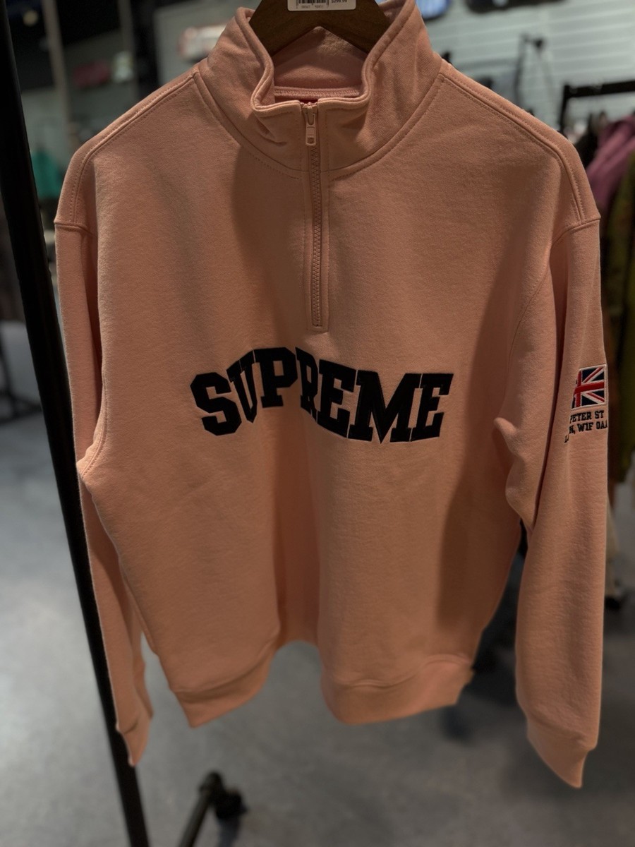 Supreme Shop Flag Half Zip Pullover Light Pink London Medium SS26