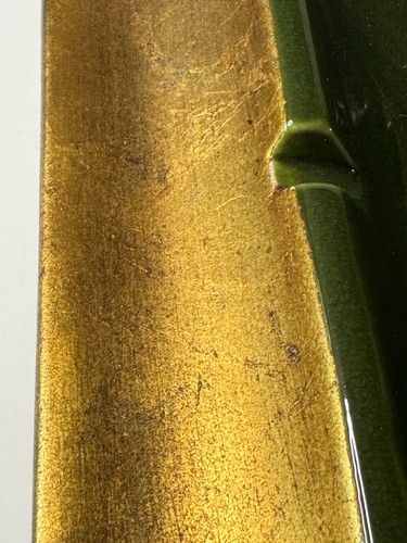 Vintage Freeman McFarlin MCM 60s California Pottery Green Gold Ashtray 9” - Picture 4 of 12