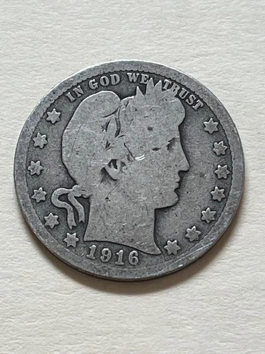 1916 D Barber Quarter 25c actual coin