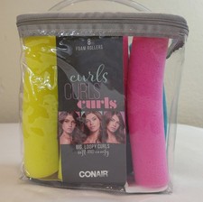 Conair Foam Rollers Big Curls Hair Rollers, One Size, Assorted Colors, 8 Ct NEW