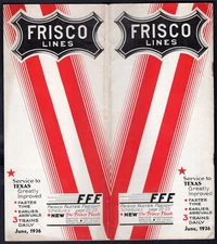 USA 1936 Frisco Lines Railroad Timetable