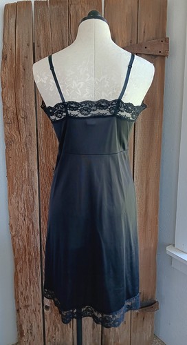Vestido Completo Negro Slipperfection Sin Cordones Ribete De Encaje Lencería Vintage Pin Up Talla 38 *A - Imagen 6 de 11