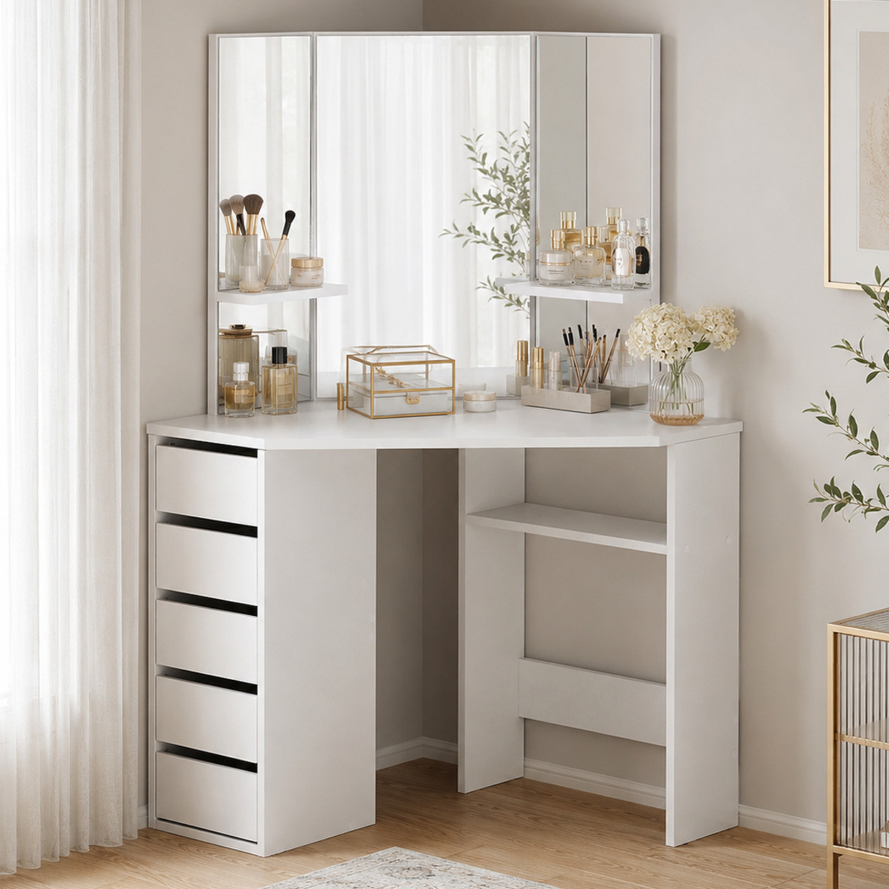 Toeletta Trucco Makika con Specchio e Cassetti