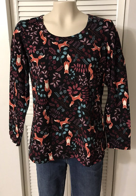 Christopher & Banks Women's Sz XL All-Over Fox Print Long Sleeve Top NWT $44.95