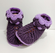 Hand knitted wool slipper socks Black handmade women slippers Size 6 1/2 - 7 US