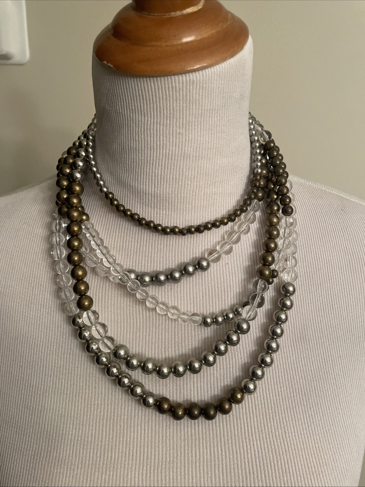 Statement Necklace Circles Multicolored Silver To… - image 1