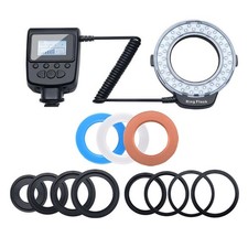Adjustable Macro Rings Light With 8 Adapters 4 Filters Two Flash Function Camera
