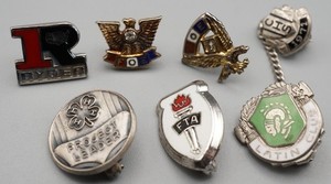 Vintage Sterling Ryder, FTA, Latin Club, FOE Fraternal Pins Lot Of 7