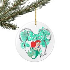 Ariel Mermaid Ornament Disney Christmas Holiday 2D Ceramic Ornament