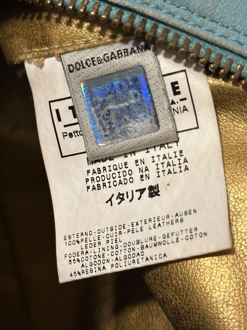 Dolce&Gabbana 00s Logo One Shoulder Bag Leather Blue Red Chain Strap Y2K Vintage image 10
