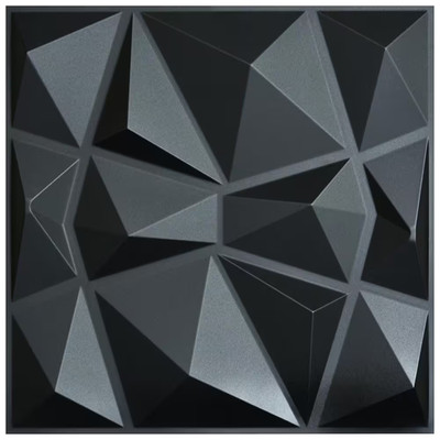 19.7 In. X 19.7 In. Diamond Black 3D PVC Wall Panels (12-Pack)
