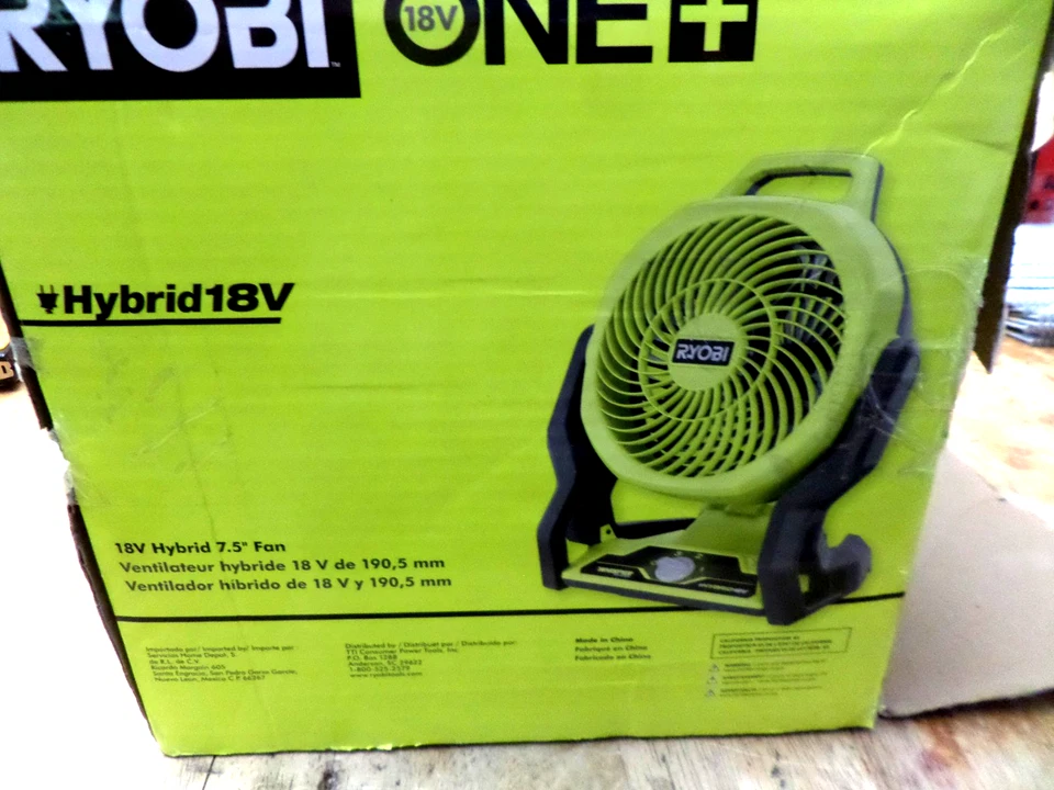 RYOBI ONE+ SERIE SUSURRADOR HÍBRIDO INALÁMBRICO 18V 7-1/2 pulgadas Ventilador (solo herramienta) Foto 3 de 4
