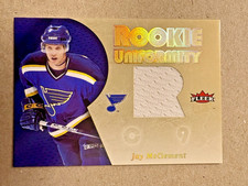 2005-06 Fleer Ultra Jay McClement Rookie Uniformities Jersey Hockey Card #RU-JM. rookie card picture
